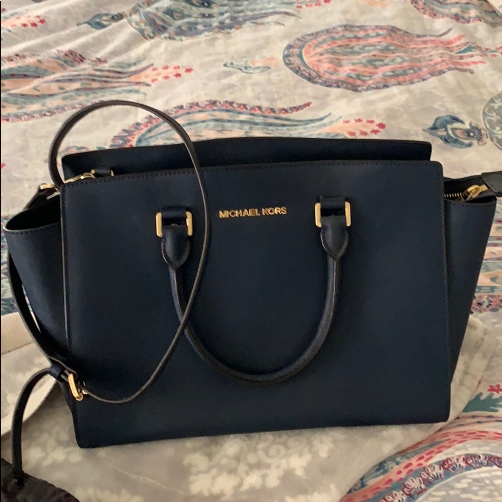 Michael Kors Large Selma Satchel Navy